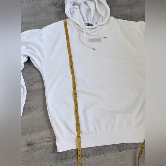 Puma Womens White Logo Hoodie Sweatshirt Casual Comfort Size XS - Picture 11 of 13